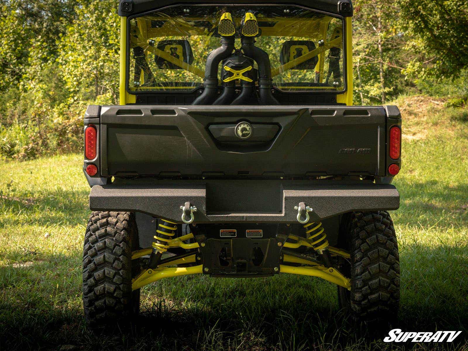 SuperATV Heavy Duty Black Rear Bumper For Can-Am Defender - HD 5, 8 & 10 Models