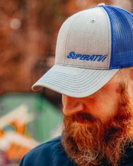 Gray and Blue SuperATV Trucker Hat