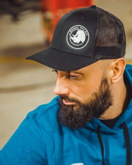 Black and White Rhino Axles Trucker Hat