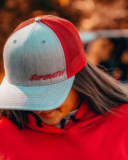 Gray and Red SuperATV Trucker Hat