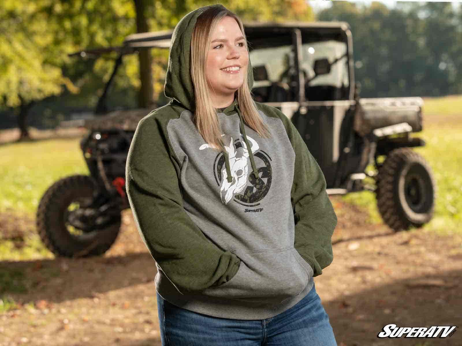 SuperATV Green and Gray Skull Hoodie - Image 4