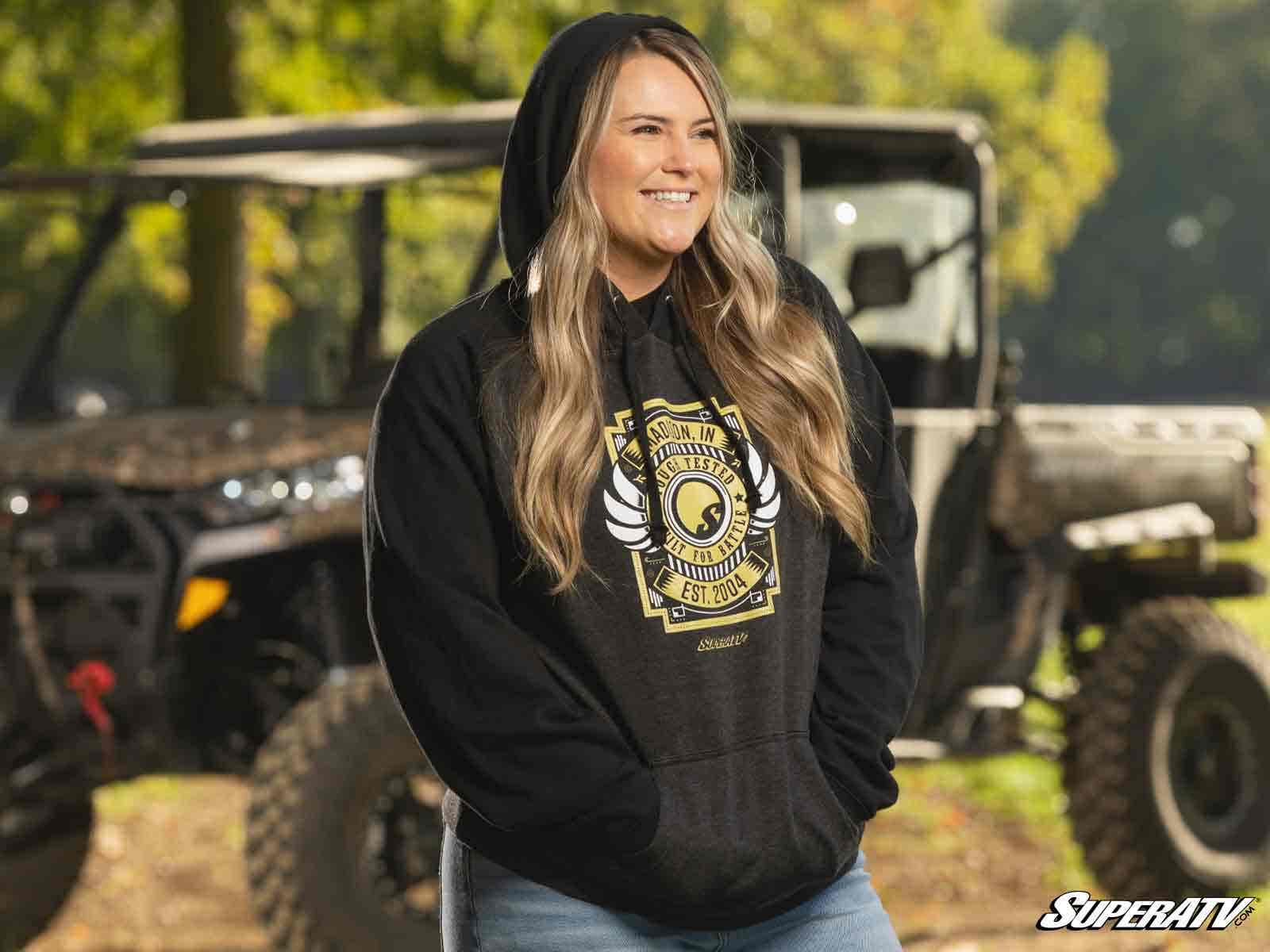 SuperATV Black Built for Battle Hoodie - Image 4