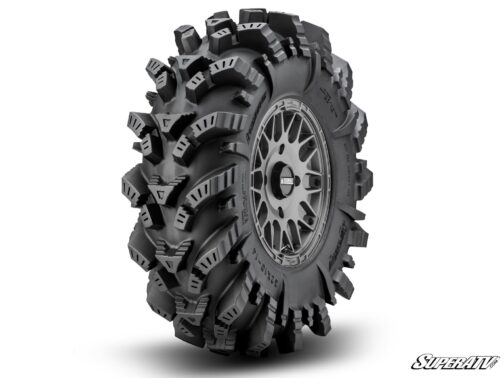 Intimidator Tires 34x10x15 on 15" Matte Titanium Hellfire Wheels 5/4.5 Pattern